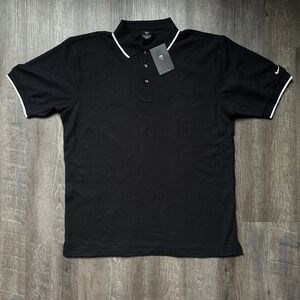 NEW Vintage Nike Golf Polo Shirt Mens Large Black Cotton Tennis Sportswear 2004